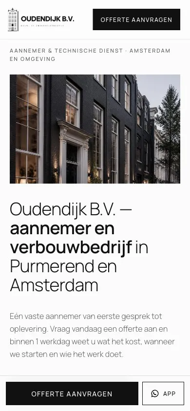 Homepage van Oudendijk B.V. op mobiel